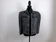 FRAME Rosette Puff Sleeve Denim Jacket – Ozone Black picture