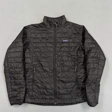 Patagonia Jacket Mens Medium Black Puffer Full Zip Lightweight Insulated Outdoor picture
