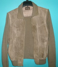 Vintage 60-70's SEARS Sportswear Leather Suede Knit Sweater Bomber Jacket Size L picture