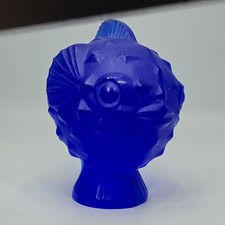 Vintage Lalique Cobalt Blue Crystal Puffer Fish Figurine Poisson Lune Frosted picture