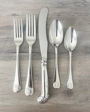 Kirk Stieff WILLIAMSBURG ROYAL SHELL 5pc Place Setting Stainless Flatware JAPAN picture