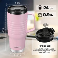 HAUSHOF 24 oz Travel Mug with Handle Stainless Steel Vacuum Travel Mugs BPA Free picture