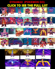 DYNAMAX Pokemon REGULAR (NON shiny) A list of all Dynamax for you to choose from picture
