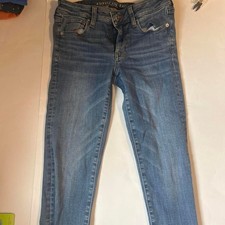 American Eagle Super Stretch Skinny Jeans Size 4 Short Blue Denim picture