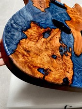 5A Handmade Guitar Body Blue Resin Mahogany Wood Burl Wood Grain Artistic Finish picture
