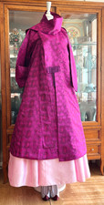 Vintage Traditional Korean Hanbok Long Durumagi Coat  Deep Plum-Scarf & Norigae picture
