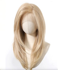 Shoulder Length Blonde Lace Front Synthetic Hair Wig Women Soft Natural picture