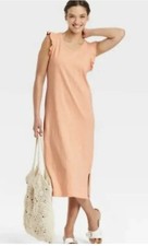 Universal Thread Womens Maxi Dress Size Lg Coral Peachy Orange Stretch picture