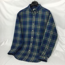 Vintage LL Bean Mens Twill Shirt M Blue Plaid Cotton Long Sleeve J210 90s picture