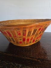 Vintage Rattan Basket Large With Red Accents  picture