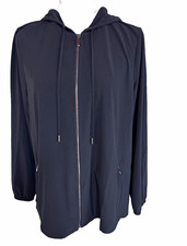 Chico's Zenergy Black Hooded Full Zip Jacket Women's Size M Short Pockets picture