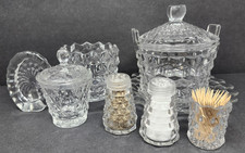 Fostoria American Ice Bucket w/ Lid Spooner Shakers Jam Pot Frame and More LOT picture
