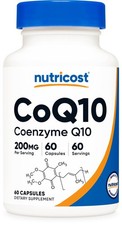 Nutricost CoQ10 200mg, 60 Vegetarian Capsules, 60 1 Count (Pack of 60), Red picture
