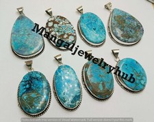 Good Look Turquoise Gemstone 10PCS Pendants 925 Silver Plated Bulk Jewelry Lot picture