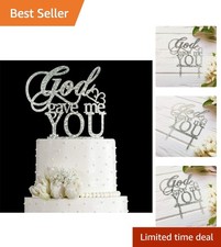 Elegant God Gave Me You Wedding Cake Topper - Silver Glitter Acrylic Decoration picture