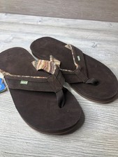 Mens Sanuk Ziggy Suede Flip Flops Sandal Mens Size 11 Brown Brand New picture