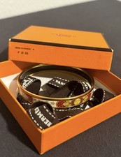 Hermès Paris Enamel Bangle Bracelet Gold Tone Multicolor Sun & Stars picture