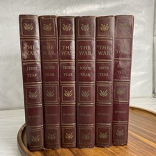 McPinnell The War Vintage Hardcover Book Set Maroon Leather 1945 picture