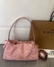 Coach Faye Shoulder Bag Signature Denim Light Pink Crossbody CER68 Outlet New picture