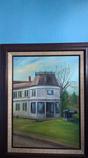 SIGNED Dorothy Bryan Original Oil Painting, Historic site, Freeport, NY; Framed picture
