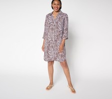 Stan Herman Women's Dress Sz XL Woven Button Front Halftan Brown A680136 picture
