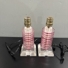 Vintage MCM Lucite Geometric Stacked Block Lamp-pink-Karl Springer Style picture