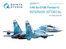 Quinta Studio QD48171 3D Interior Decal Set Su-27UB Flanker-C (Hobby Boss) 1/48 picture