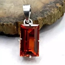 35 Ct Natural Orange Sapphire Certified Loose Gemstone 925 Solid Silver Pendant picture