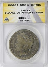 1896-S $1 Morgan Silver Dollar ANACS GOOD 6 Details picture