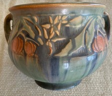 ANTIQUE ROSEVILLE BANEDA ART POTTERY FLORAL GARDEN JARDINIERE POT VASE 4” x 4.5” picture