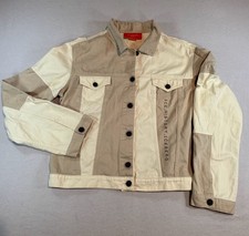 Ice History Iceberg Colorblock Denim Trucker Jacket Beige Made In Italy picture