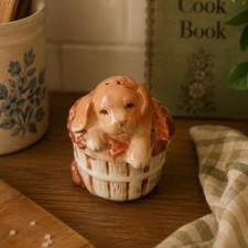 Vintage 1984 Avon Puppy in Basket Salt Shaker picture