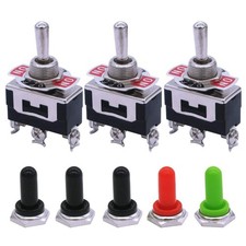 Momentary Toggle Switch SPDT ON Off ON 3 Pin with Waterproof Boots 3 PCS picture