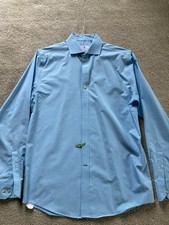 Ryan Seacrest Distinction Slim Non-Iron Dress Shirt Blue/White Check 15.5 34/35 picture