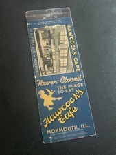 Vintage Illinois Matchbook “Hawcock’s Cafe” Monmouth picture