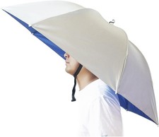 Stylish Silver-Blue UV Protection Umbrella Hat - Perfect for Fishing & Gardening picture
