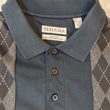 Tehama Polo Shirt Mens XL Argyle Print Short Sleeve 100% Pima Cotton picture