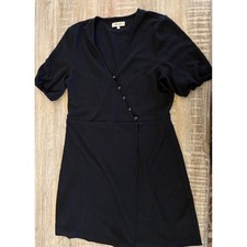 NWOT Madewell~Black Cross-Front Button Dress~Size L picture