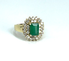 WOW---14k Yellow Gold Emerald Diamonds Ring Size 6.5 picture