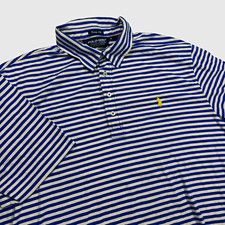 Polo Golf Ralph Lauren Vintage Lisle Men's XL Blue/White Striped Polo Shirt picture