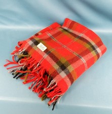 Vintage Faribo Fluff-Loomed Red Plaid Wool Throw Blanket w/Fringe picture