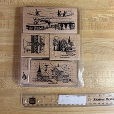 Stampin Up Winter Wonderland Wood Rubber Stamp Set 2002 Set Of 6 picture