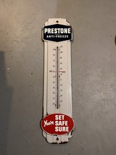 Vintage Original Prestone Anti-Freeze Porcelain Working Thermometer picture