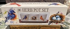Demdaco Dean Crouser Pretty Birds Planter Herb 3 Pots With Tray Set Bamboo NIB picture