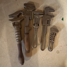 Vintage 5-Piece Adjustable Wrench Set, Crescent-Style, Assorted SAE Sizes picture