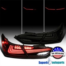 Fits 2018-2022 Toyota Camry Tail Light Sequential LED Lamp Glossy Black Smoke picture