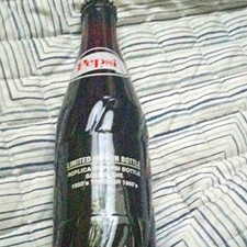 Pepsi Glass Soda Advertising Bottle 1950s Style Replica Black White Red picture