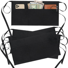 4 Pack Waitress Apron with 3 Pockets-Black Server Aprons-Waiter Short picture