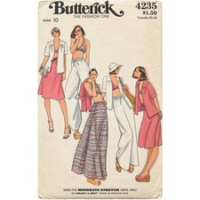 Vintage Butterick Pattern 70's JACKET BRA TOP SKIRT DRAWSTRING PANTS Size 10 UC picture
