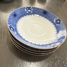 Mottahedeh Imperial Blue Saucer Set Porcelain Blue White Reserve Portugal 4pcs picture